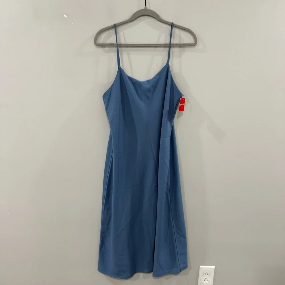 NWT Spanx Dress Crepe Reversible Slip Midi in Indigo Haze